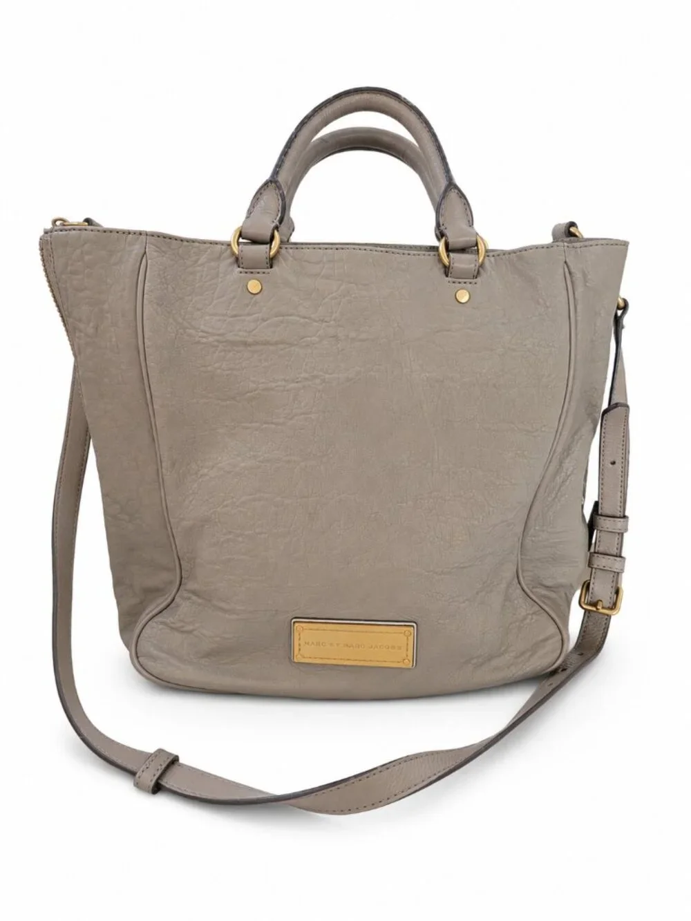 Marc by Marc Jacobs Gray Leather Tote Bag Crossbody Shoulder Handbag